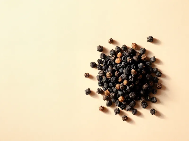 Small heap of black peppercorns