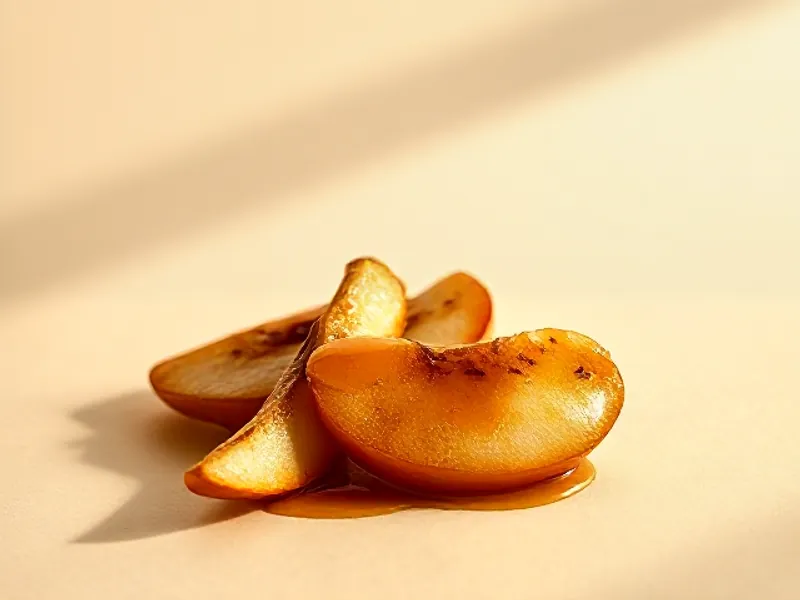Caramelised, glazed apple slices