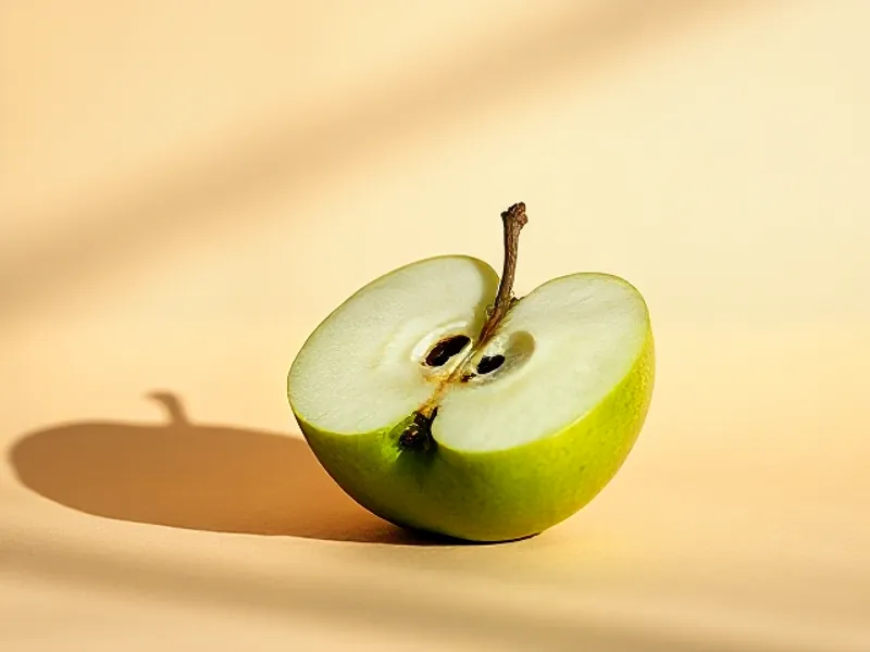 Green apple cut in half