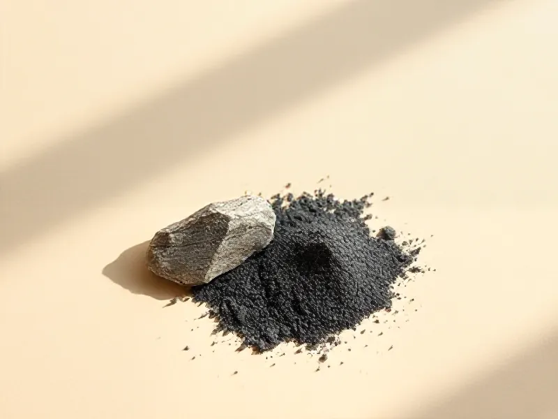 Grey powder beside a shard of flint