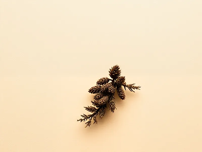 Dark hemlock sprig with small cones