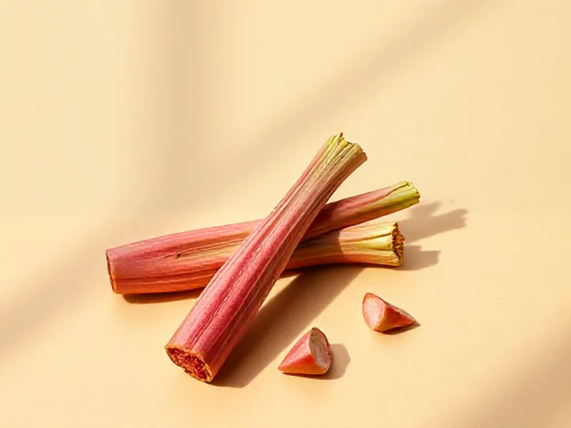 Pink and green rhubarb stalks