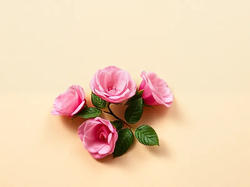 Fresh pink roses with their green leaves