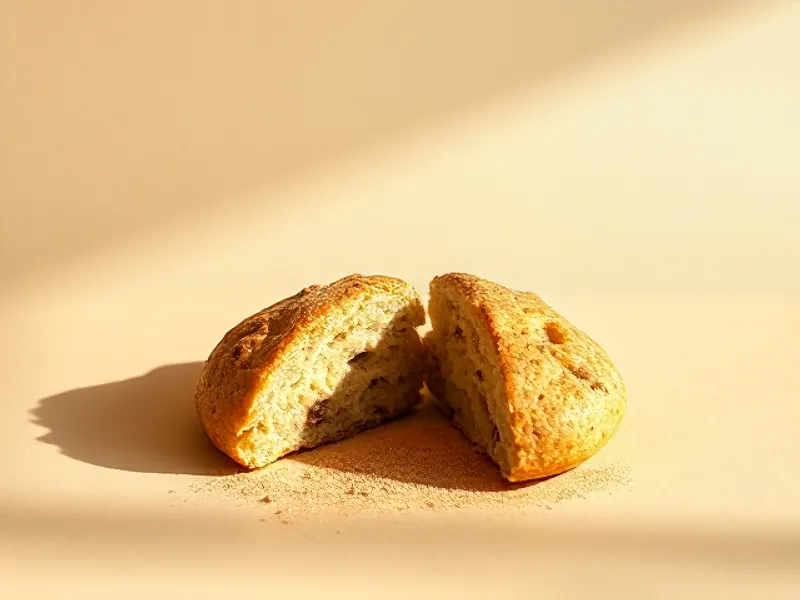 Golden scone split in two