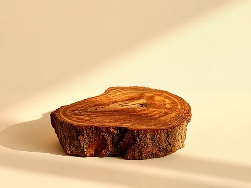 Slice of fibrous, reddish sequoia wood