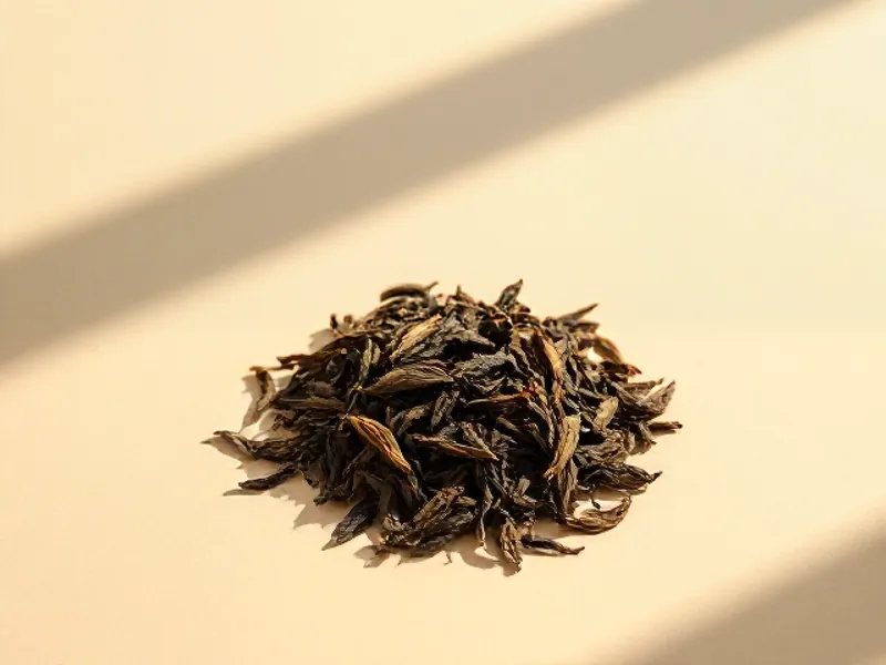 Dark Darjeeling tea leaves with golden tips