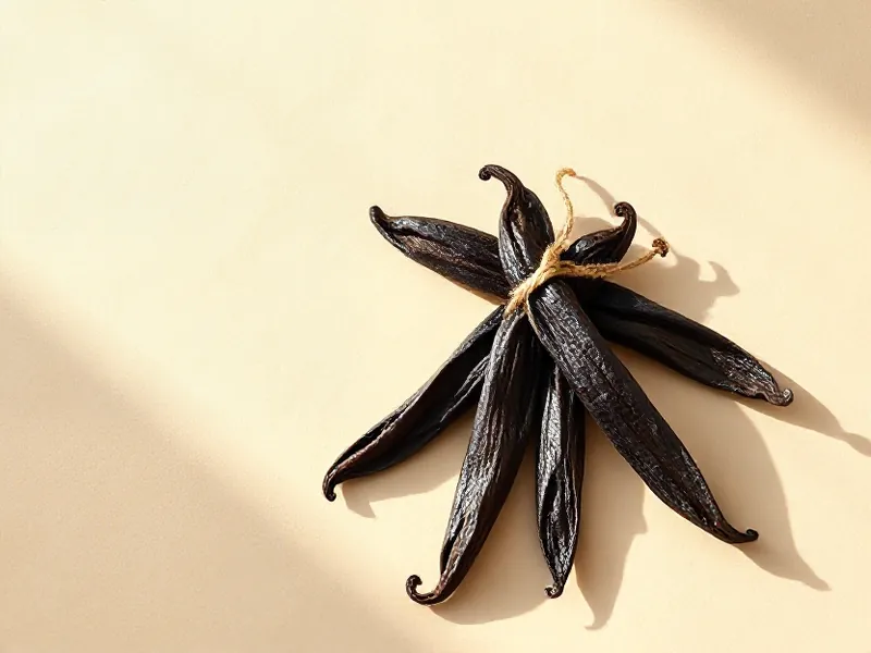 Dark vanilla pods tied together