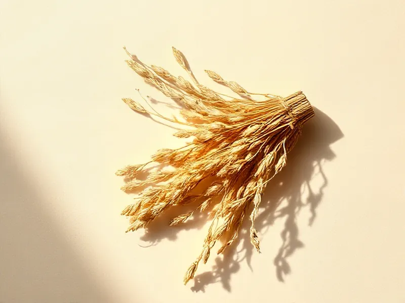 Bundle of dried vetiver roots, golden blond